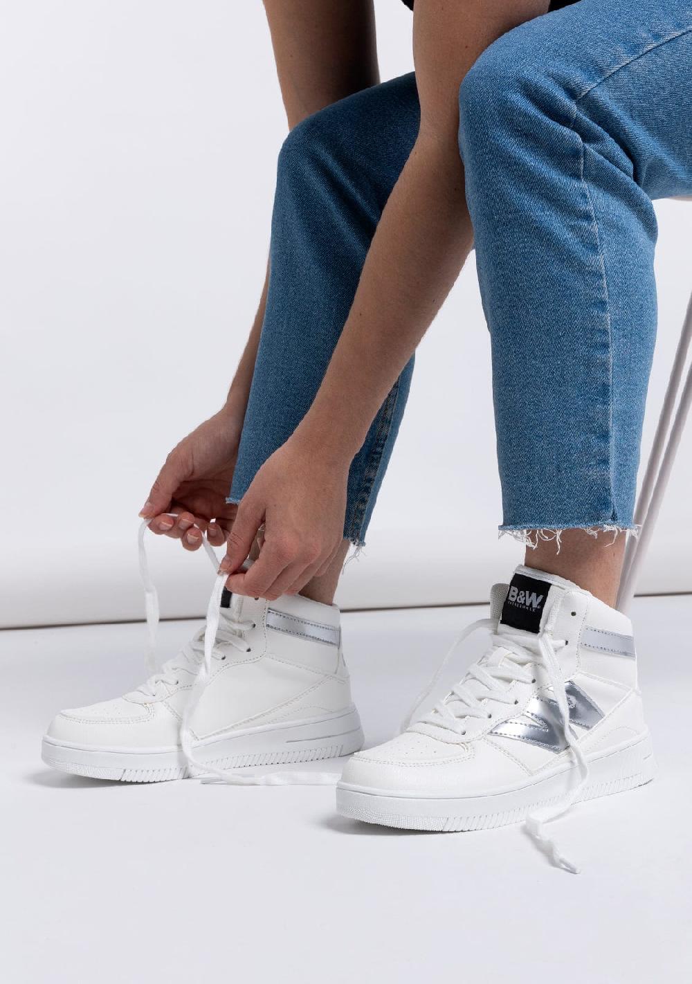Break & walk Zapatillas altas Napa Blanco Plata Rebajas baratas