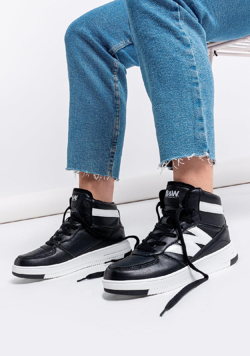 Break & walk Zapatillas altas Napa Negro Blanco Rebajas de fábrica