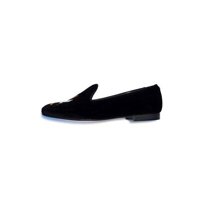 Calita Shoes ​LOAFERS BLACK VELVET GINKGO BILOBA AND JAPANESE CRANE 2025