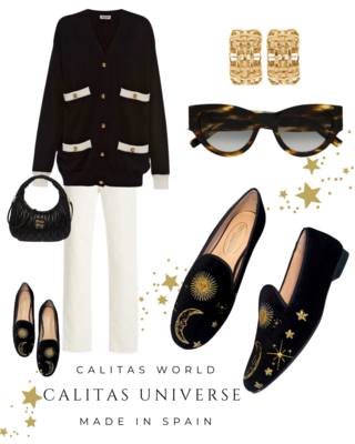 Calita Shoes ​LOAFERS BLACK VELVET CALITAS UNIVERSE Outlet