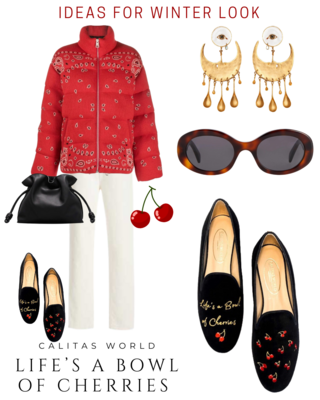 Calita Shoes LOAFERS BLACK VELVET LIFE'S A BOWL OF CHERRIES. (MINI CHERRY LEFT HEEL) Rebajas online