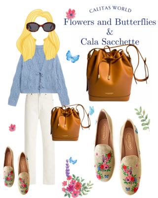 Calita Shoes ​LOAFERS NATURAL LINEN FLOWERS AND BUTTERFLIES Promoción trimestral
