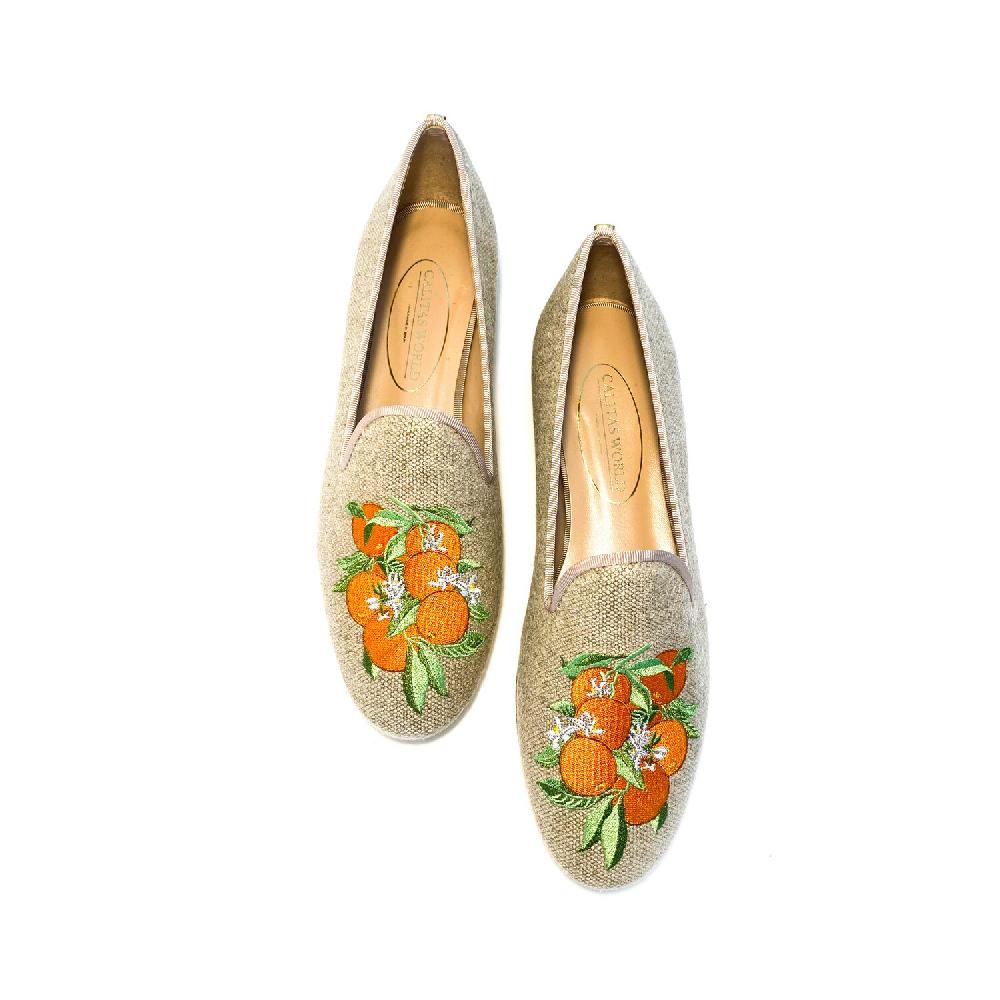Calita Shoes ​LOAFERS NATURAL LINEN ORANGES