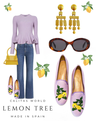 Calita Shoes ​LOAFERS LAVENDER LINEN LEMON TREE En oferta