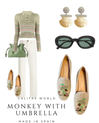 Calita Shoes LOAFERS NATURAL CO LINEN MONKEY WITH UMBRELLA Grandes ahorros
