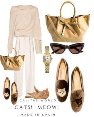 Calita Shoes ​LOAFERS BEIGE 5ACO VELVET CATS Tienda de fábrica