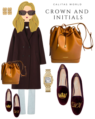 Calita Shoes LOAFERS WINE TX VELVET R53 GOLDEN CROWN AND GOLDEN INITIALS Última moda