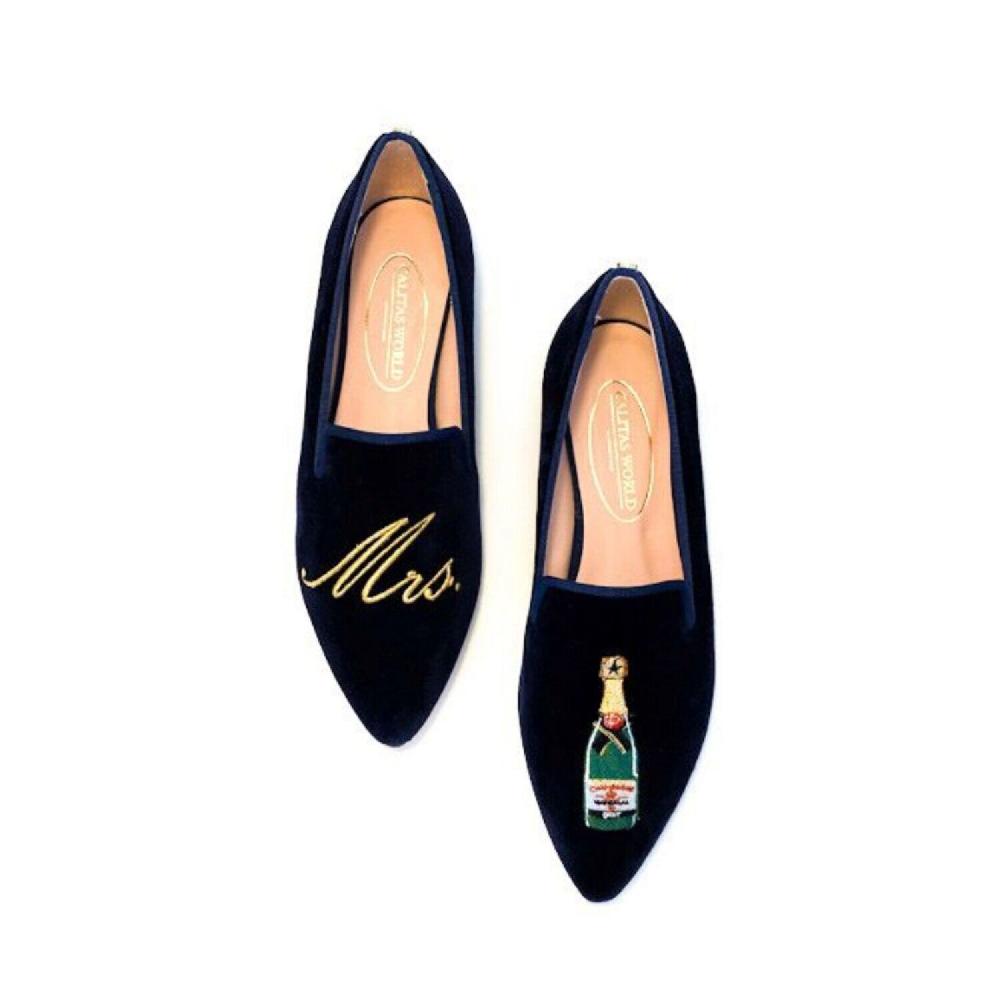 Calita Shoes ​POINTY NAVY BLUE 9CO VELVET R22 MRS. CHAMPAGNE