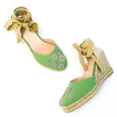 Calita Shoes ​CAMPESINAS GREEN P53ACO DAISIES​ HEIGHT 9 CMS Gran oferta