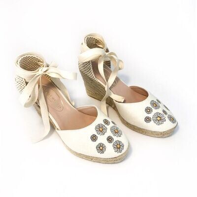 Calita Shoes ​CAMPESINAS BEIGE P4ACO DAISIES​ HEIGHT 9 CMS Rebajas baratas