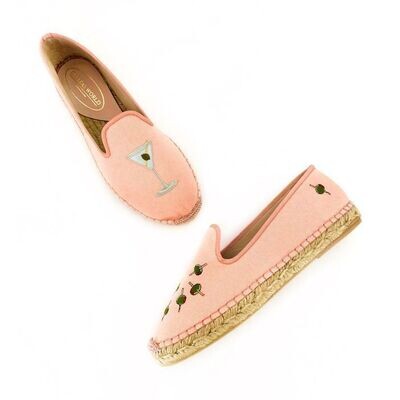 Calita Shoes ESPADRILLES PINK MELON MARTINI AND OLIVES. (MINI OLIVE ON THE HEEL) Descuento