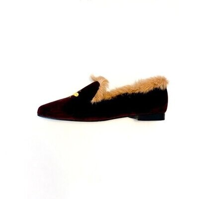 Calita Shoes ​POINTY FUR WINE TX VELVET GOLDEN BEE Envío gratis