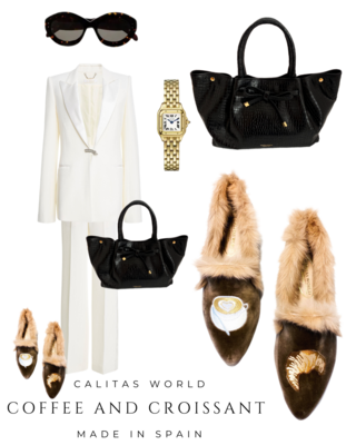 Calita Shoes ​POINTY FUR BEIGE 5ACO VELVET COFFEE AND CROISSANT Solo hoy