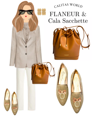 Calita Shoes ​POINTY NATURAL LINEN FLANEUR Oferta especial de fábrica