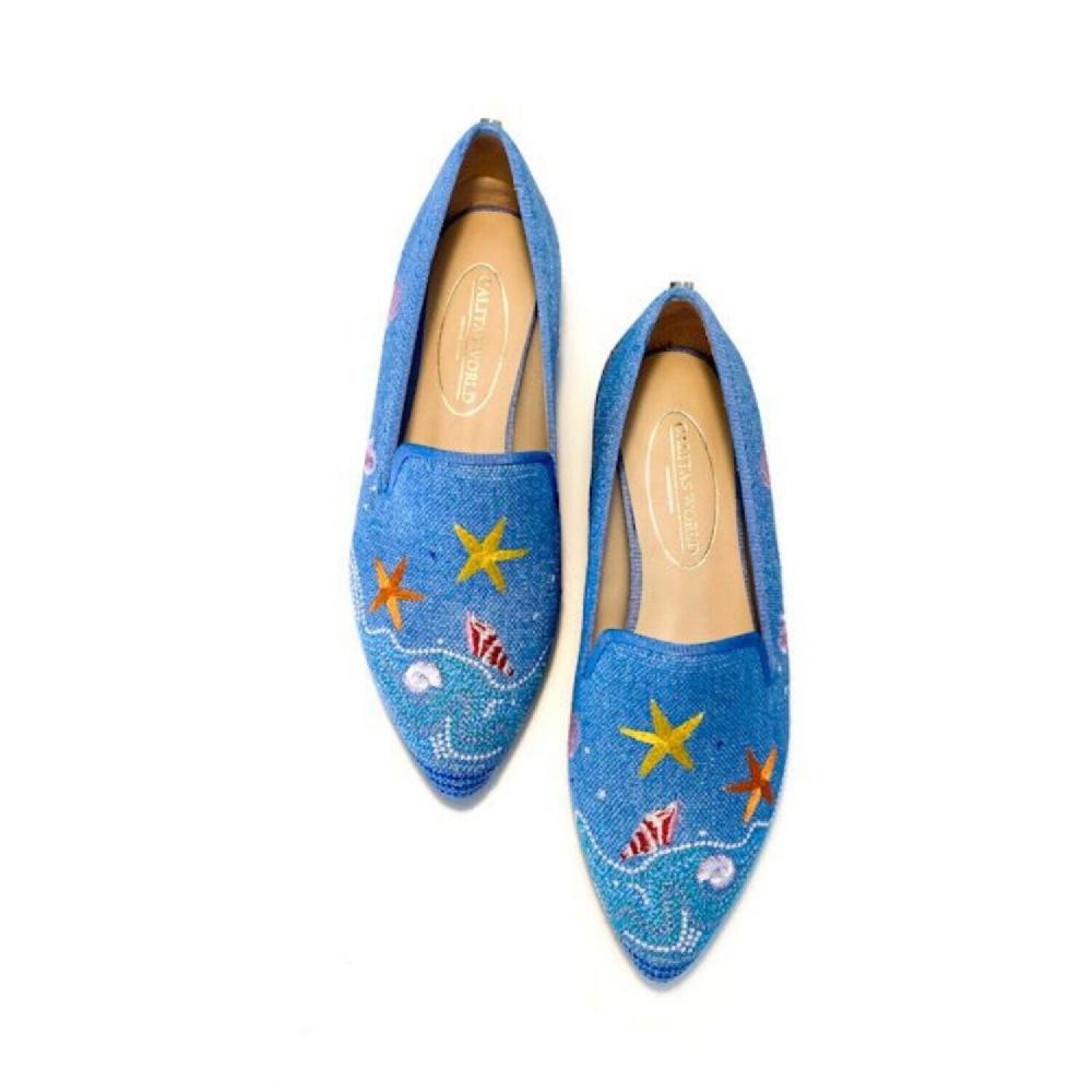 Calita Shoes ​POINTY BLUE 22ACO LINEN BEACH Liquidación
