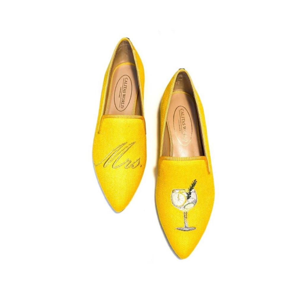Calita Shoes ​POINTY YELLOW 16A CO LINEN MRS. GINTONIC Oferta exclusiva