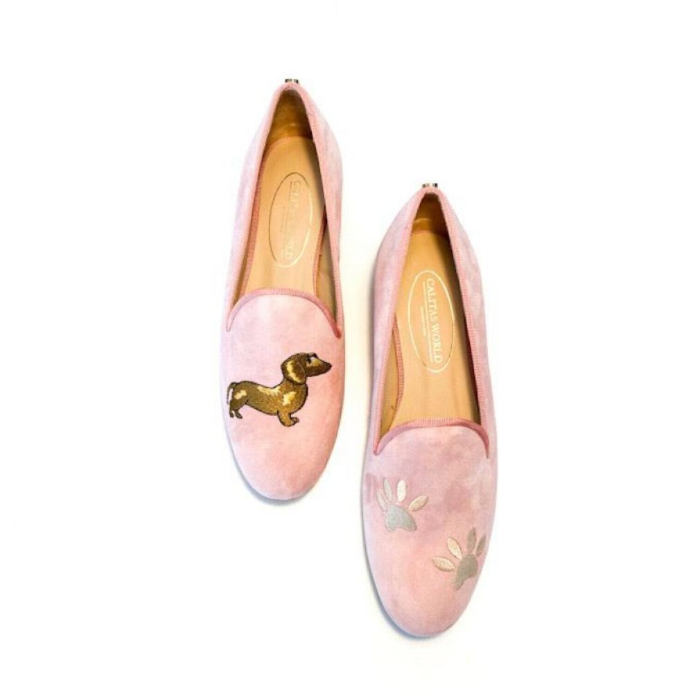 Calita Shoes LOAFERS PINK SUEDE TECKEL AND FOOTPRINTS Precio ultrabajo
