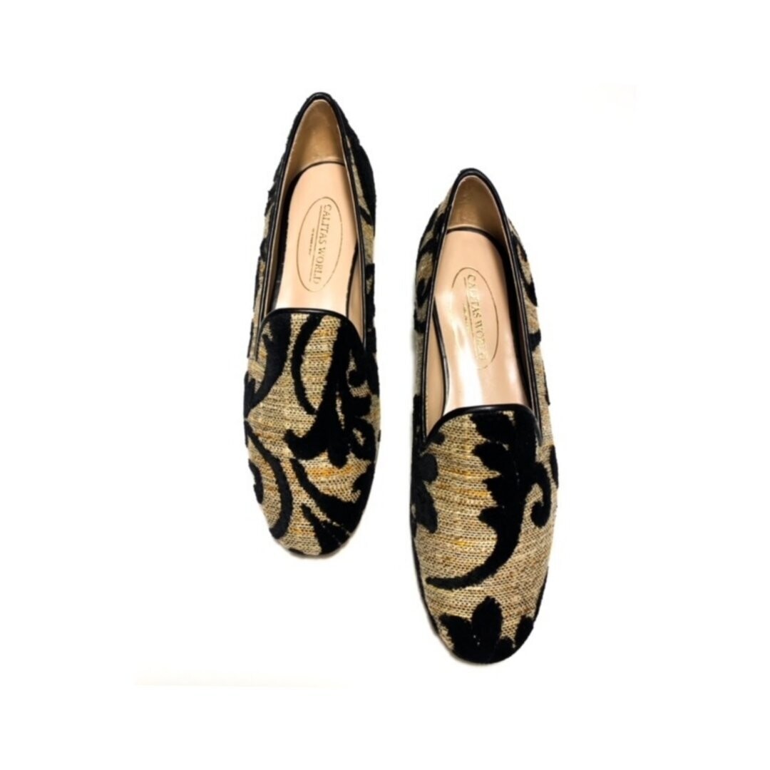 Calita Shoes ​LOAFERS JACQUARD CASTELLANA WITH BLACK FLOWERS Outlet
