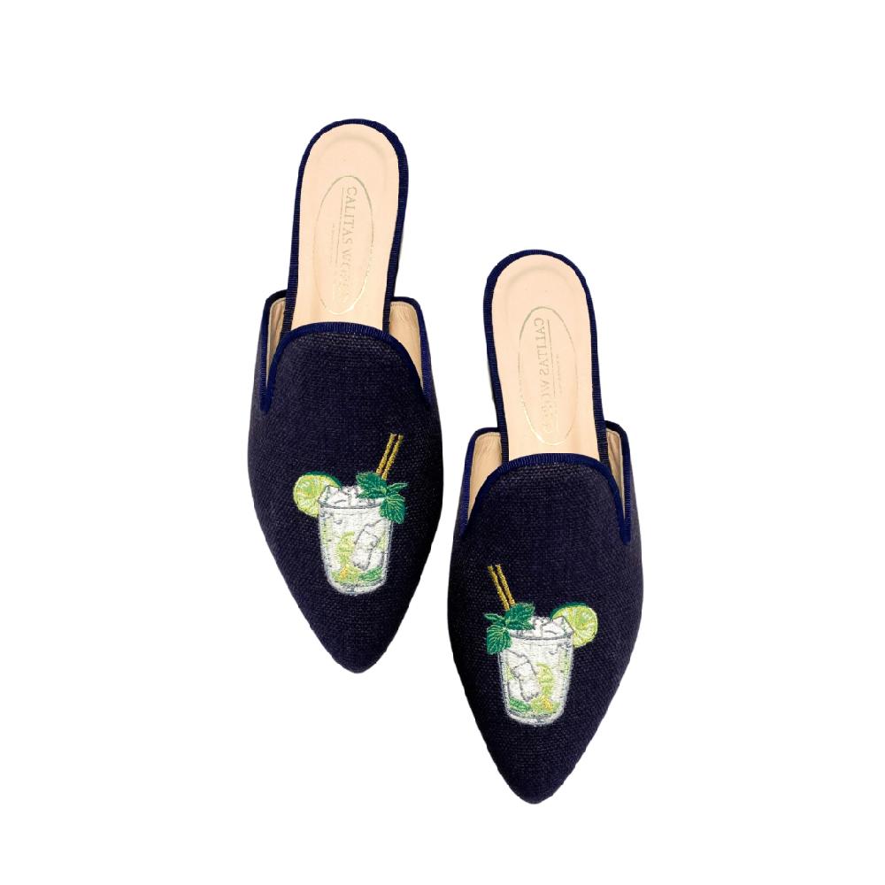 Calita Shoes ​MULES NAVY BLUE 9CO LINEN MOJITO TIME Venta caliente
