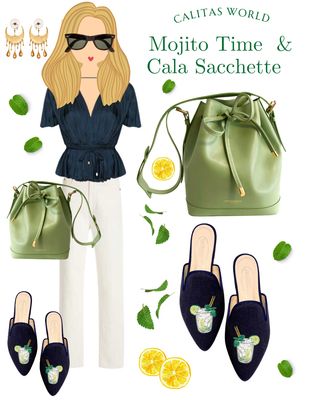 Calita Shoes ​MULES NAVY BLUE 9CO LINEN MOJITO TIME Venta caliente