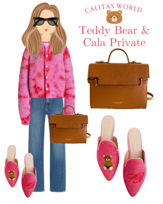 Calita Shoes ​MULES PINK LINEN TEDDY BEAR AND INITIALS Últimos 2 días