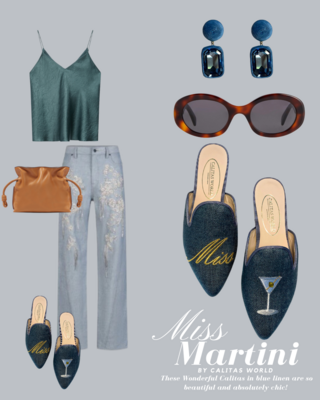 Calita Shoes ​MULES BLUE GOBELIN 790PV LINEN MISS MARTINI Promoción trimestral