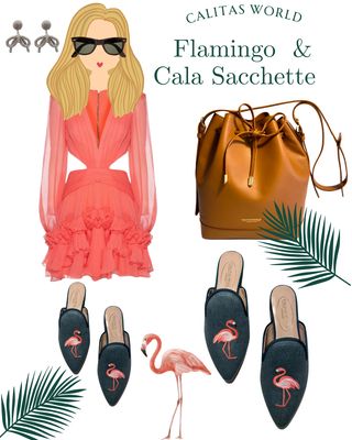 Calita Shoes ​MULES GREEN 13ACO LINEN FLAMINGOS Liquidación