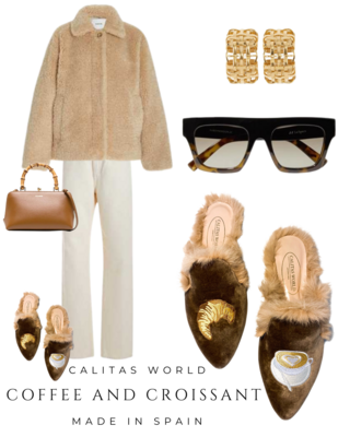 Calita Shoes ​MULES FUR BEIGE 5ACO VELVET COFFEE AND CROISSANT Rebajas de fábrica