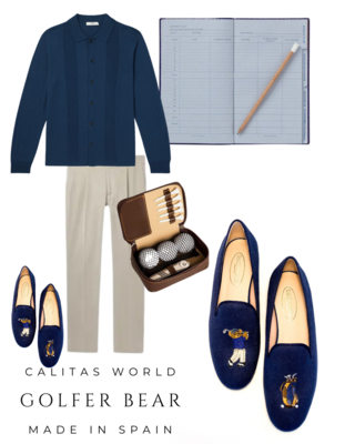 Calita Shoes ​LOAFERS MEN NAVY 09C0 LINEN R22 GOLFER BEAR Liquidación