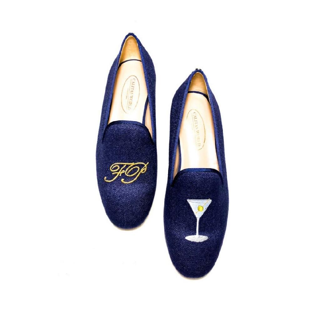 Calita Shoes ​LOAFERS MEN NAVY 9ACO LINEN MARTINI AND INITIALS Tienda de fábrica