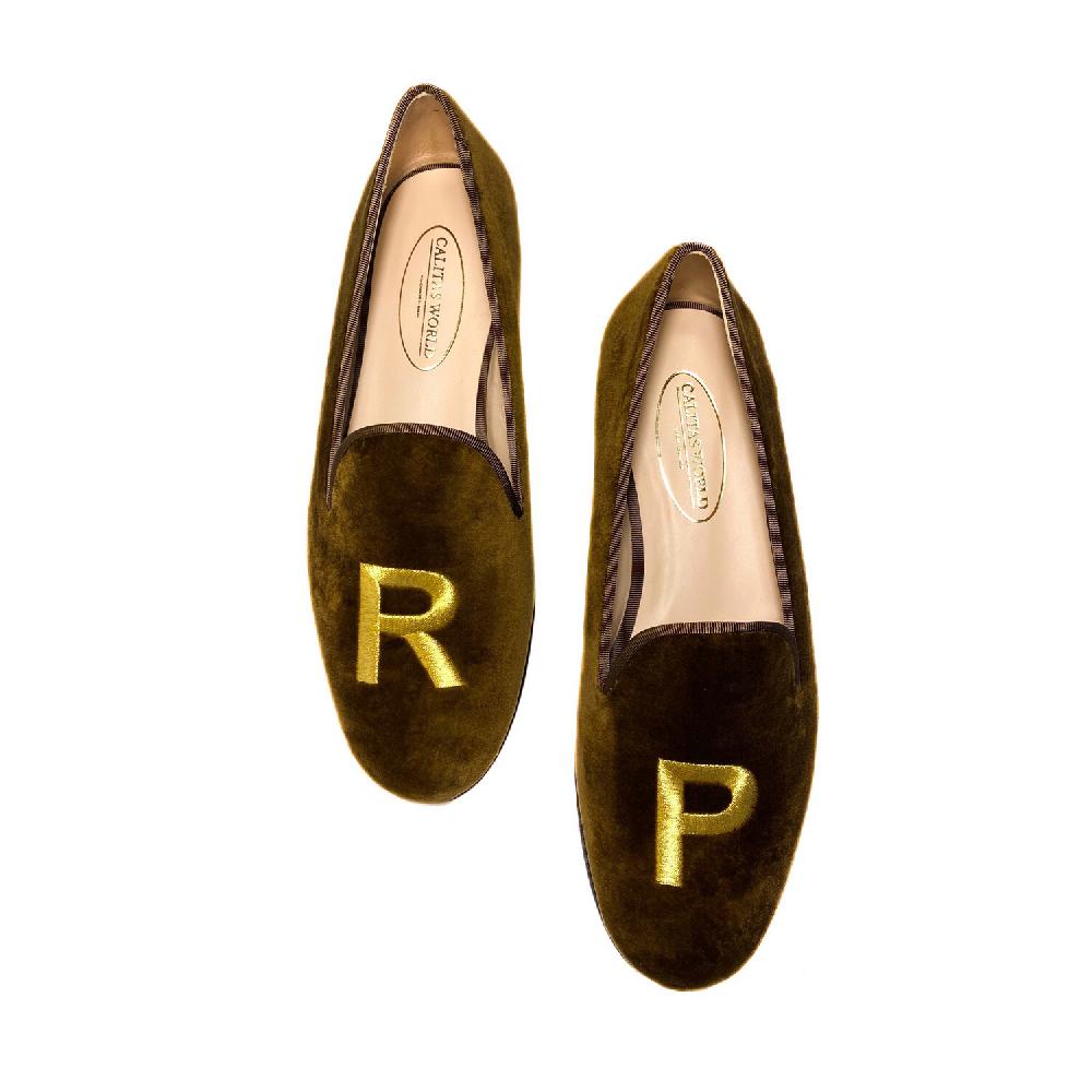 Calita Shoes ​LOAFERS MEN VELVET BOLD INITIALS IN GOLD Limitado a 3 días