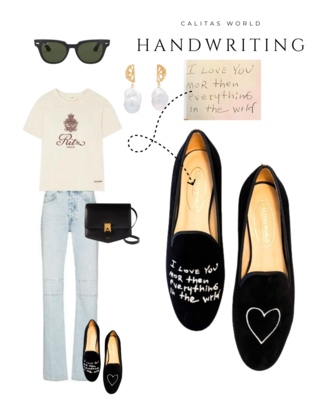 Calita Shoes LOAFERS BLACK VELVET CALITAS HANDWRITING Ahorra y exporta