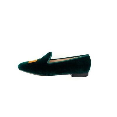 Calita Shoes LOAFERS GREEN 12TX VELVET GOLDEN INITIALS AND BIRKIN Libre de impuestos