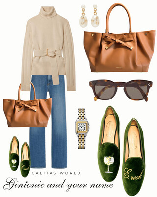 Calita Shoes ​LOAFERS GREEN 7ACO VELVET GINTONIC AND INITIALS Última moda