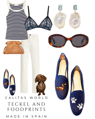 Calita Shoes ​LOAFERS NAVY BLUE CO LINEN TECKEL AND FOOTPRINTS Devoluciones gratuitas