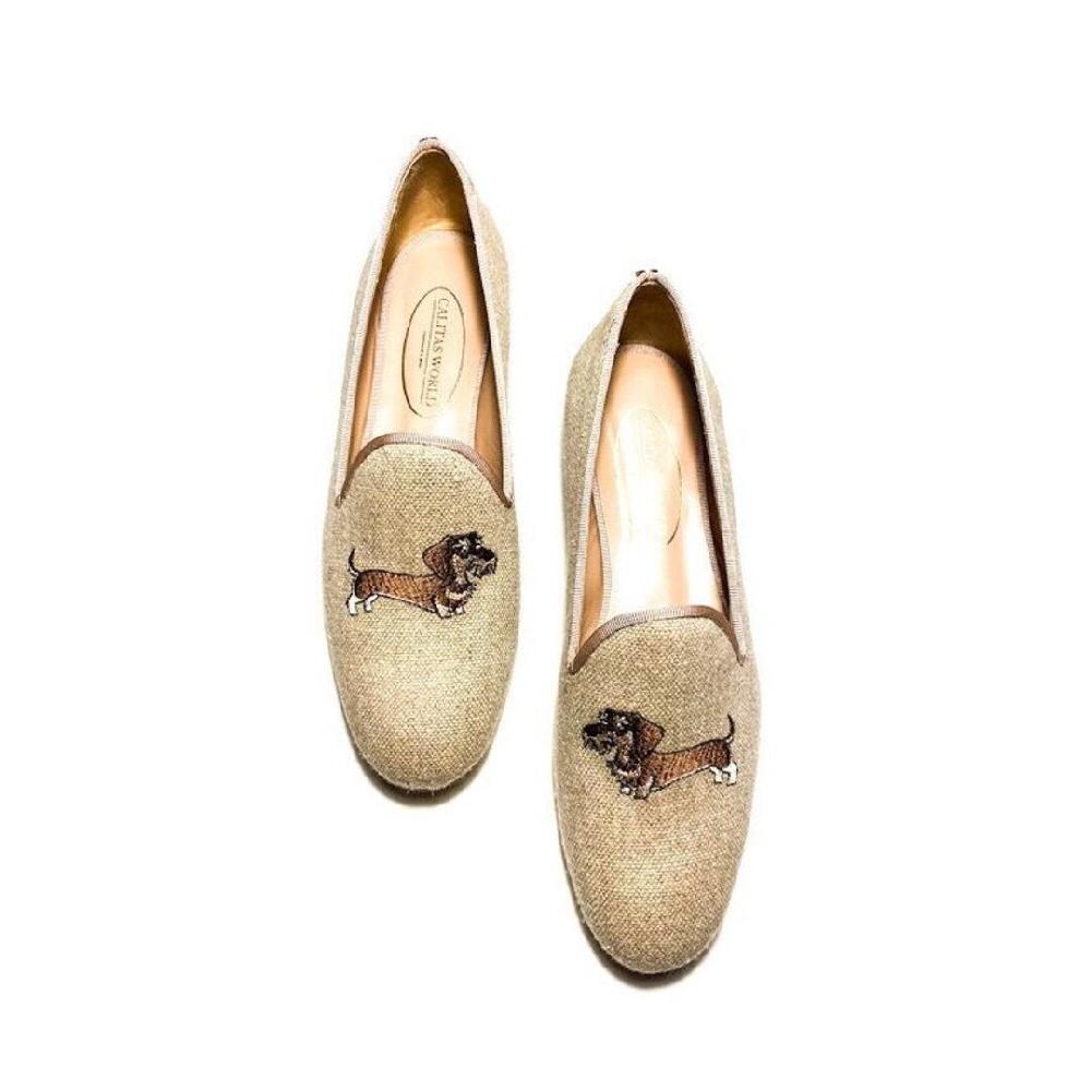 Calita Shoes ​LOAFERS NATURAL LINEN TECKELS LONG HAIR Outlet