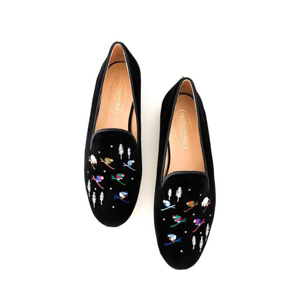 Calita Shoes ​LOAFERS MEN BLACK VELVET SKIERS ÚLTIMAS EDICIONES