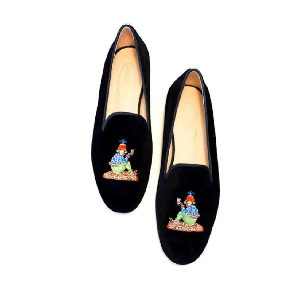 Calita Shoes ​LOAFERS MEN BLACK VELVET MONKEY WITH MARTINI Precio de fábrica