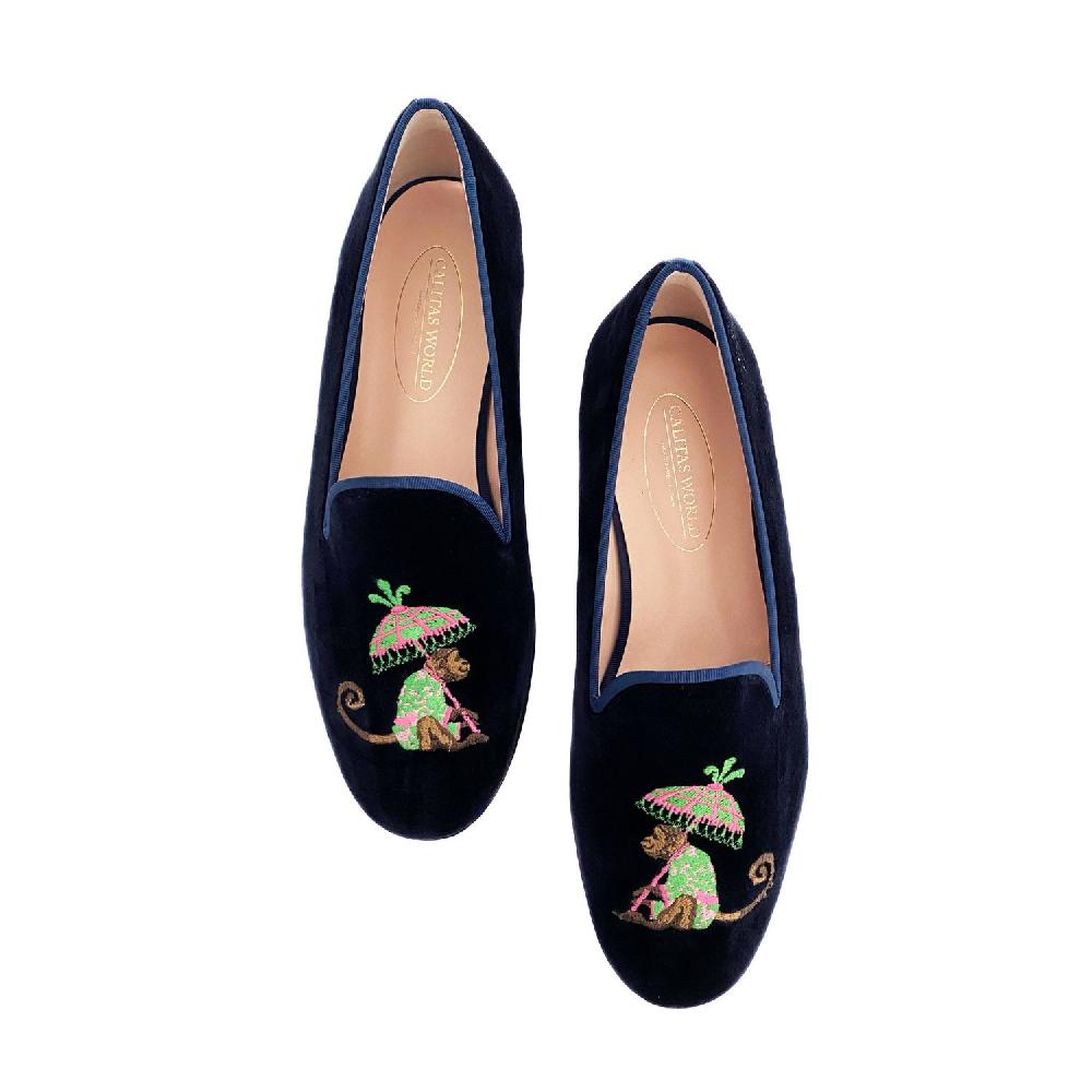 Calita Shoes ​LOAFERS MEN NAVY 9CO VELVET R22 MONKEY WITH UMBRELLA Promoción por tiempo limitado