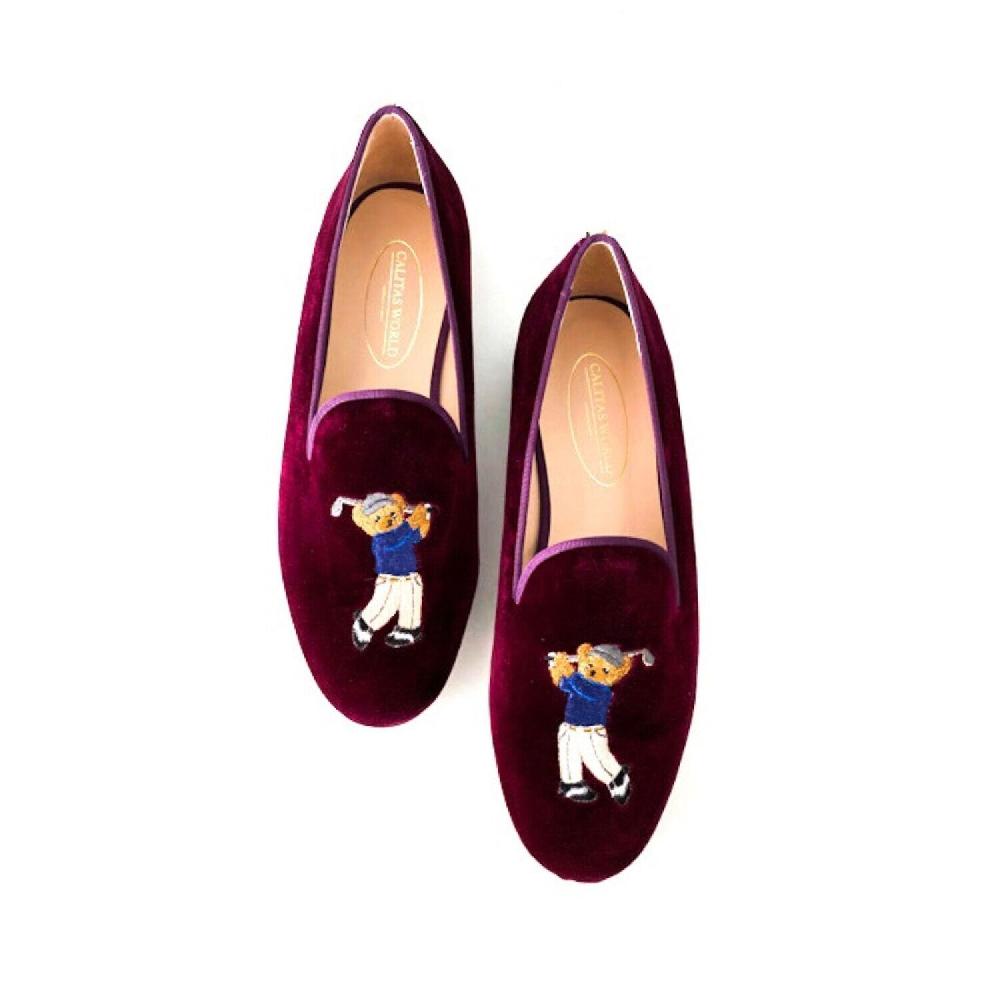 Calita Shoes ​LOAFERS MEN WINE 110TX VELVET R53 TWINS GOLFERS BEARS