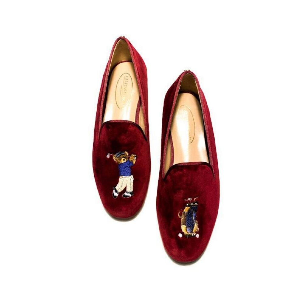 Calita Shoes ​LOAFERS MEN BURGUNDY 10CO VELVET R48 GOLFER BEAR Envío internacional gratuito