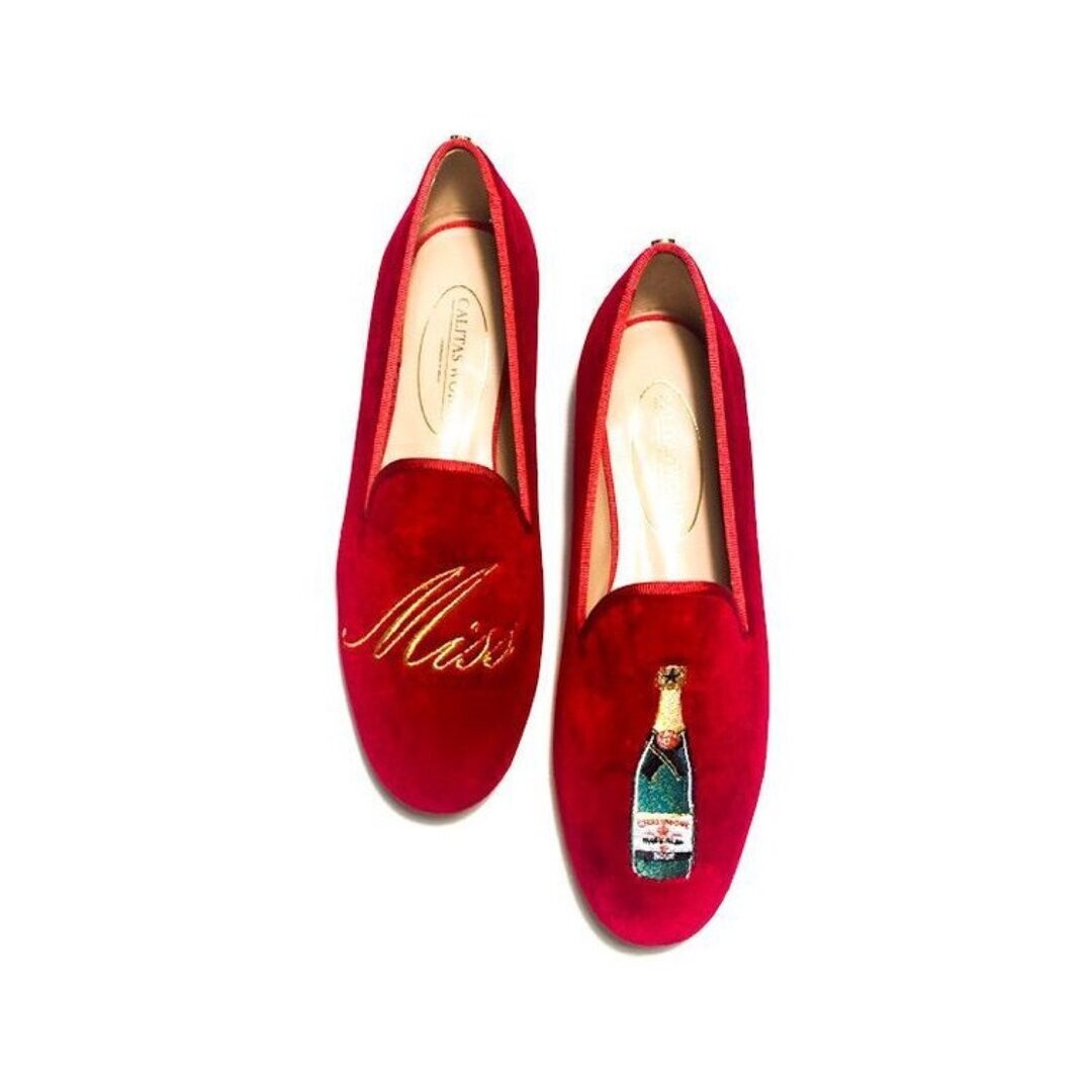 Calita Shoes ​LOAFERS RED 1ACO VELVET MISS CHAMPAGNE Descuentos del mes