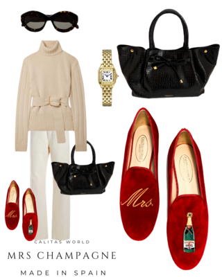 Calita Shoes ​LOAFERS RED 1ACO VELVET MRS CHAMPAGNE Última moda