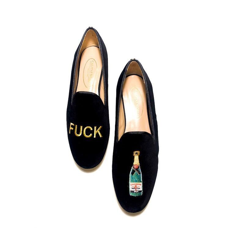 Calita Shoes LOAFERS TERCIOPELO NEGRO F CHAMPAGNE Descuento por venta flash