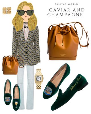 Calita Shoes LOAFERS GREEN 66TX VELVET CAVIAR AND CHAMPAGNE GLASS Rebajas de fin de temporada