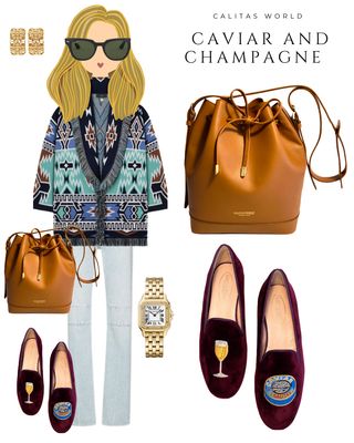 Calita Shoes LOAFERS WINE TX VELVET CAVIAR AND GLASS OF CHAMPAGNE Precio ultrabajo