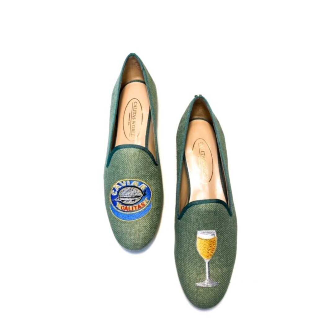 Calita Shoes LOAFERS OLIVE GREEN 603 PV LINEN CAVIAR AND CHAMPAGNE Outlet online