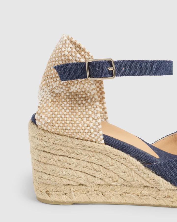 Castañer CASTAÑER | Alpargatas Carol en algodón acabado lavado cierre lateral de pulsera con hebilla metálica y cuña de 7cm. – Castañer Ofertas especiales