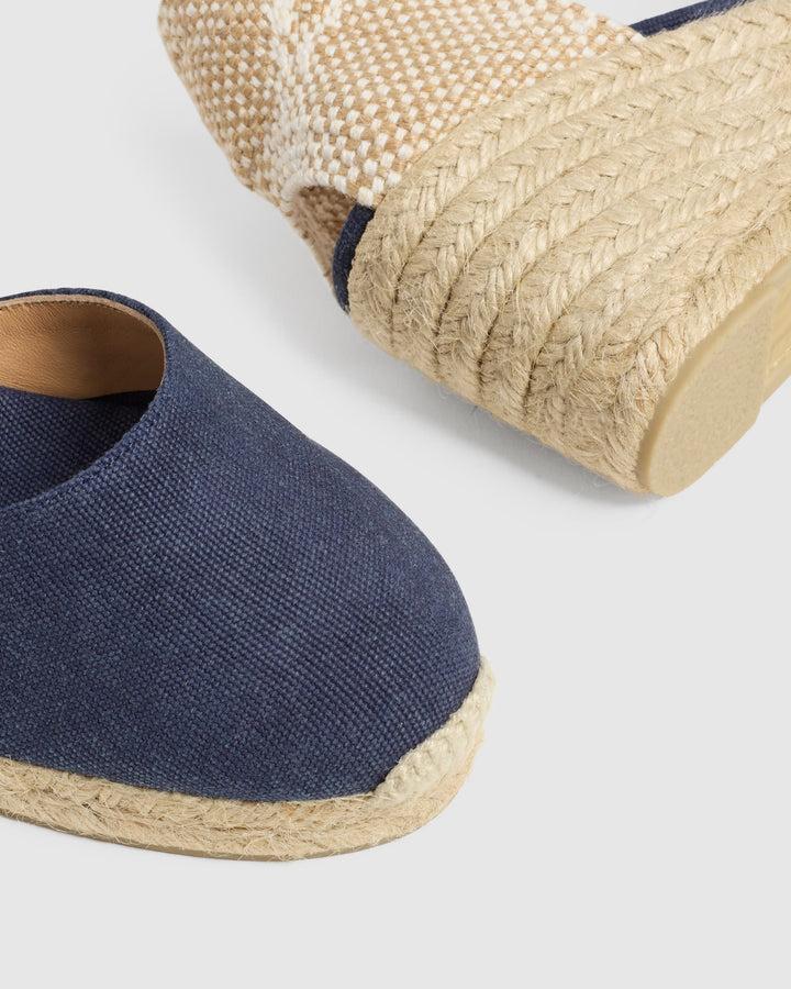 Castañer CASTAÑER | Alpargatas Carol en algodón acabado lavado cierre lateral de pulsera con hebilla metálica y cuña de 7cm. – Castañer Ofertas especiales