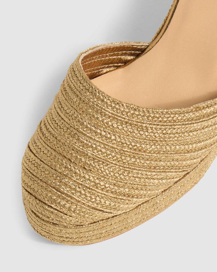 Castañer CASTAÑER | Alpargatas Carolyn en acabado trenzado metalizado cierre lateral de pulsera con hebilla metálica y cuña de 9cm. – Castañer Gran oferta